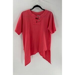 Women's Cottonseed Wear Cotton Short Sleeve Lagenlook  Sharkbite Hem Top Size S